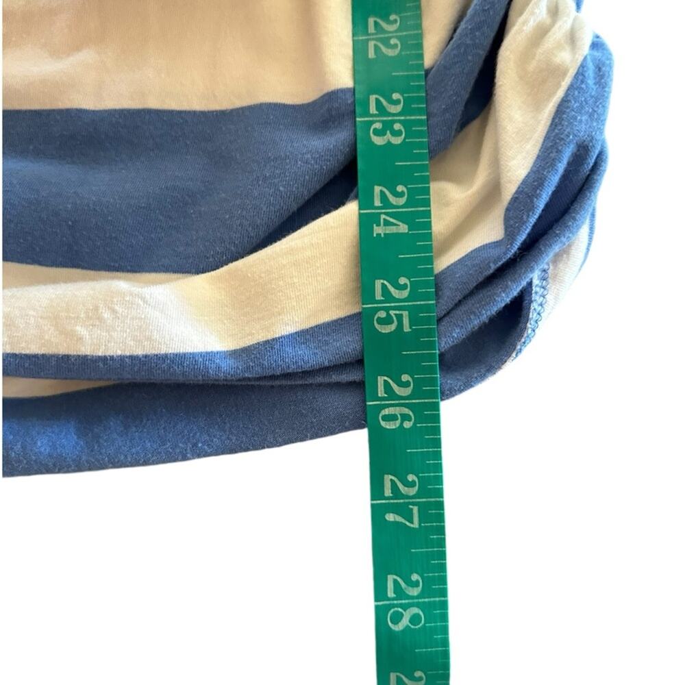 Michael Kors T-Shirt Womens Medium Striped Zip Shoulder Ruched Sides Blue White - Picture 11 of 11